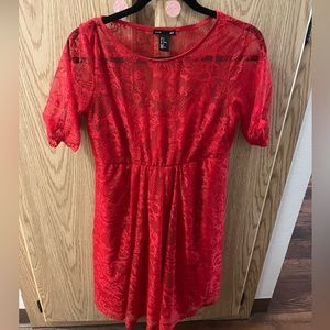 Red lace dress